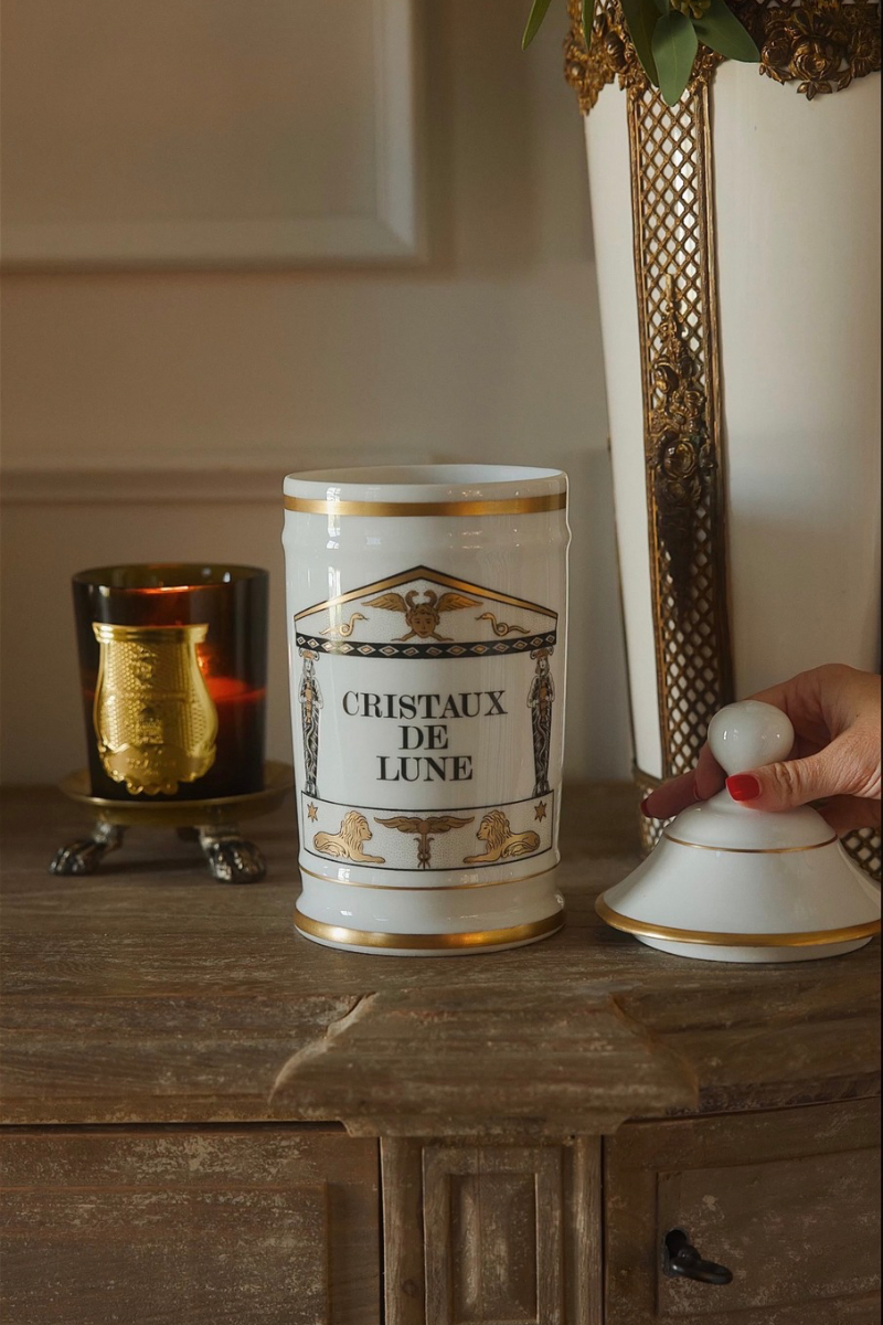 20th Century. French Apothecary Porcelain Jar "Cristaux De Lune"