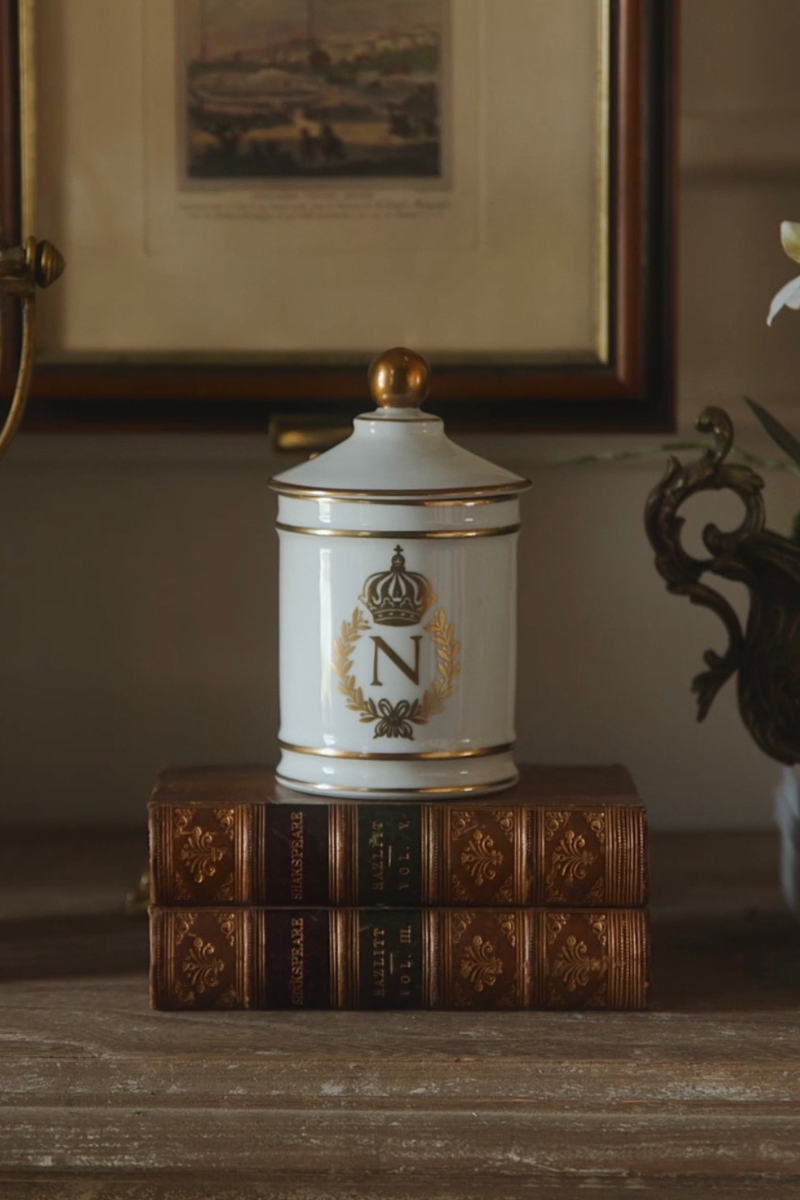French Porcelain Apothecary Jar with Napoleon Monogram