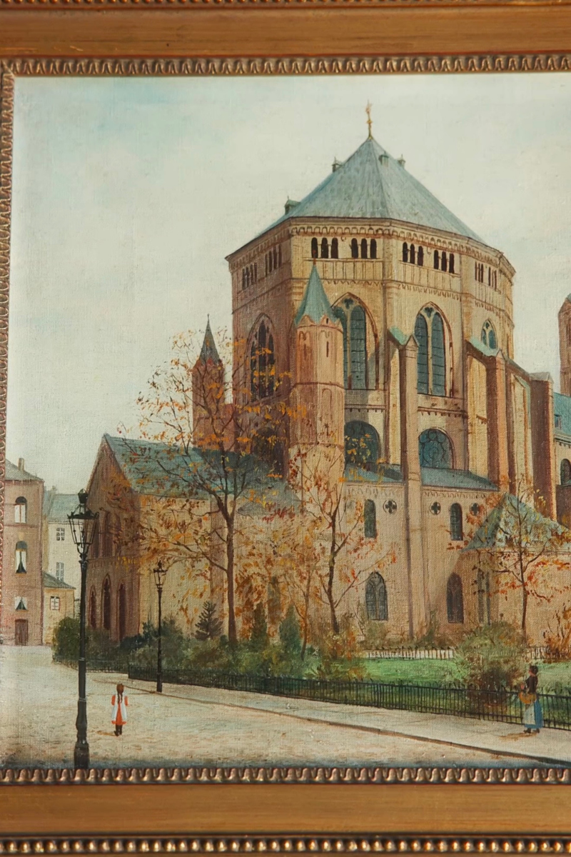 Early 20th-Century German Church View, Signed Wichmann