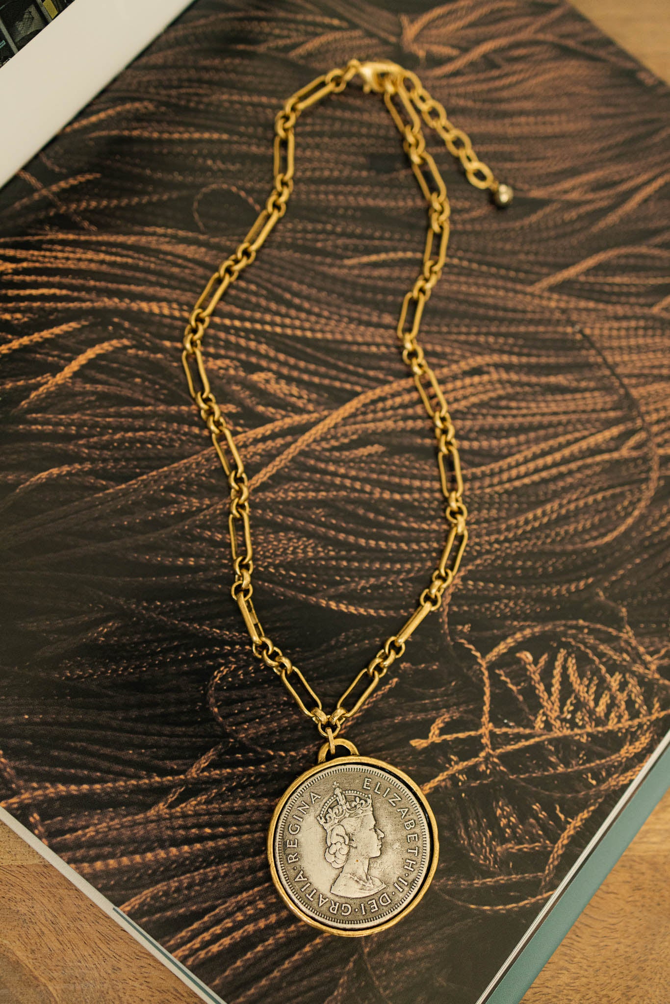 Queen Elizabeth Coin Necklace - Detailed Short Chain