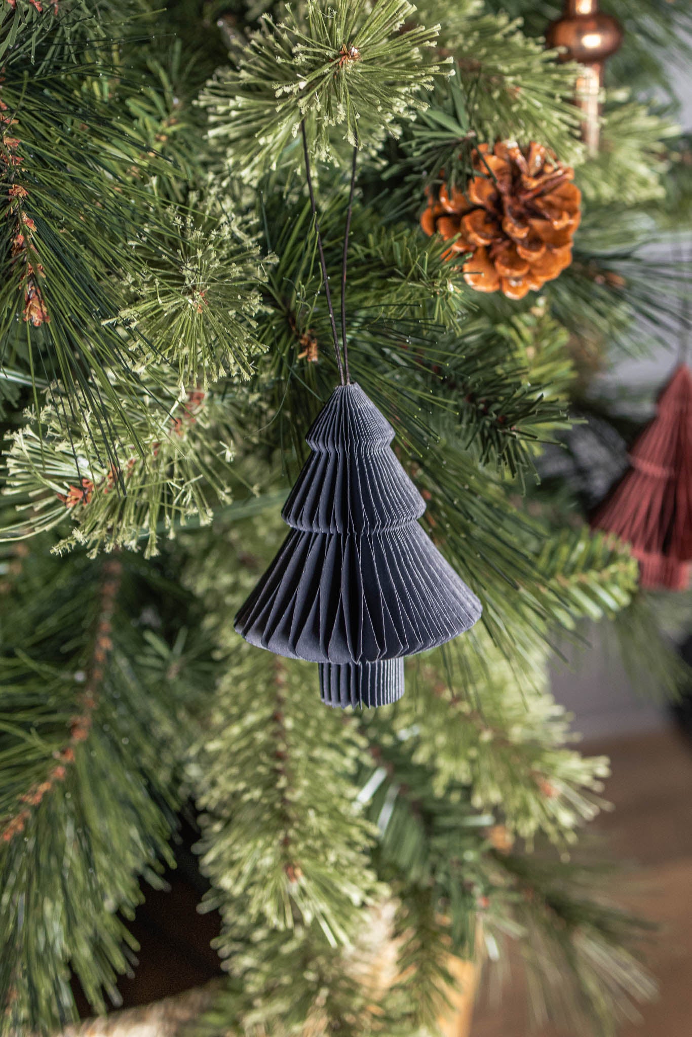 Individual Midnight Blue Tree Recycled Paper Ornament