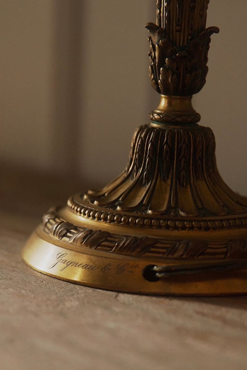 French Neoclassical Brass Lamp by Gagneau & Cie of Paris