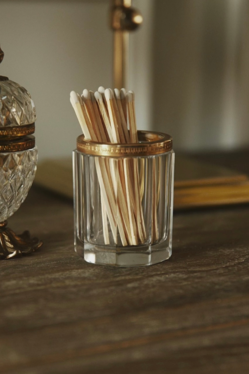 Crystal Match Strike Holder with Gilt Rim