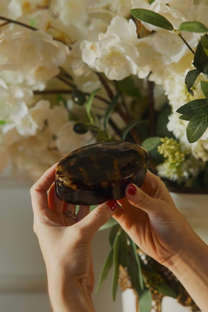 Oval Faux-Tortoiseshell Decorative Box
