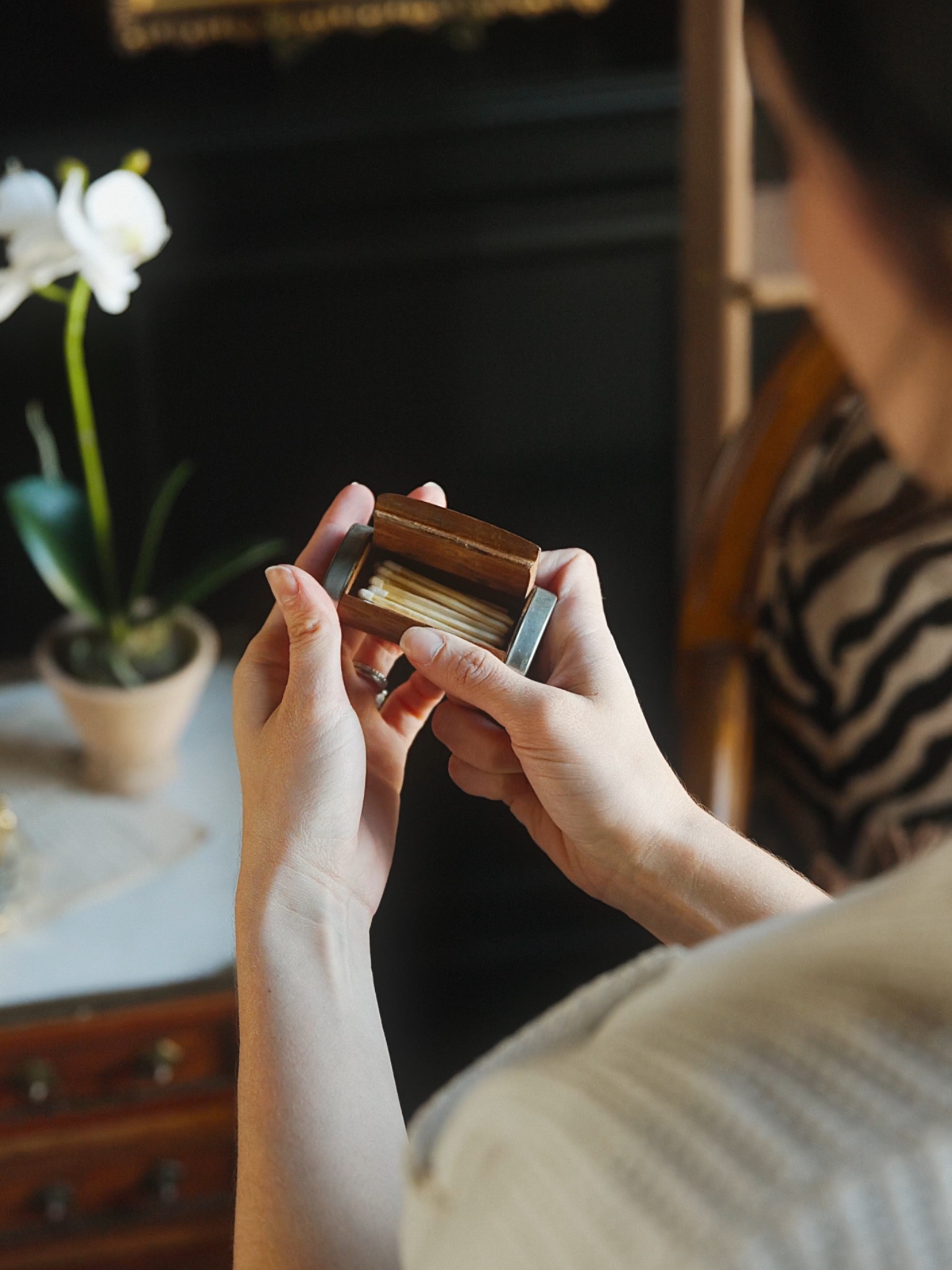 Antique French Snuff Box with Clover Inlay