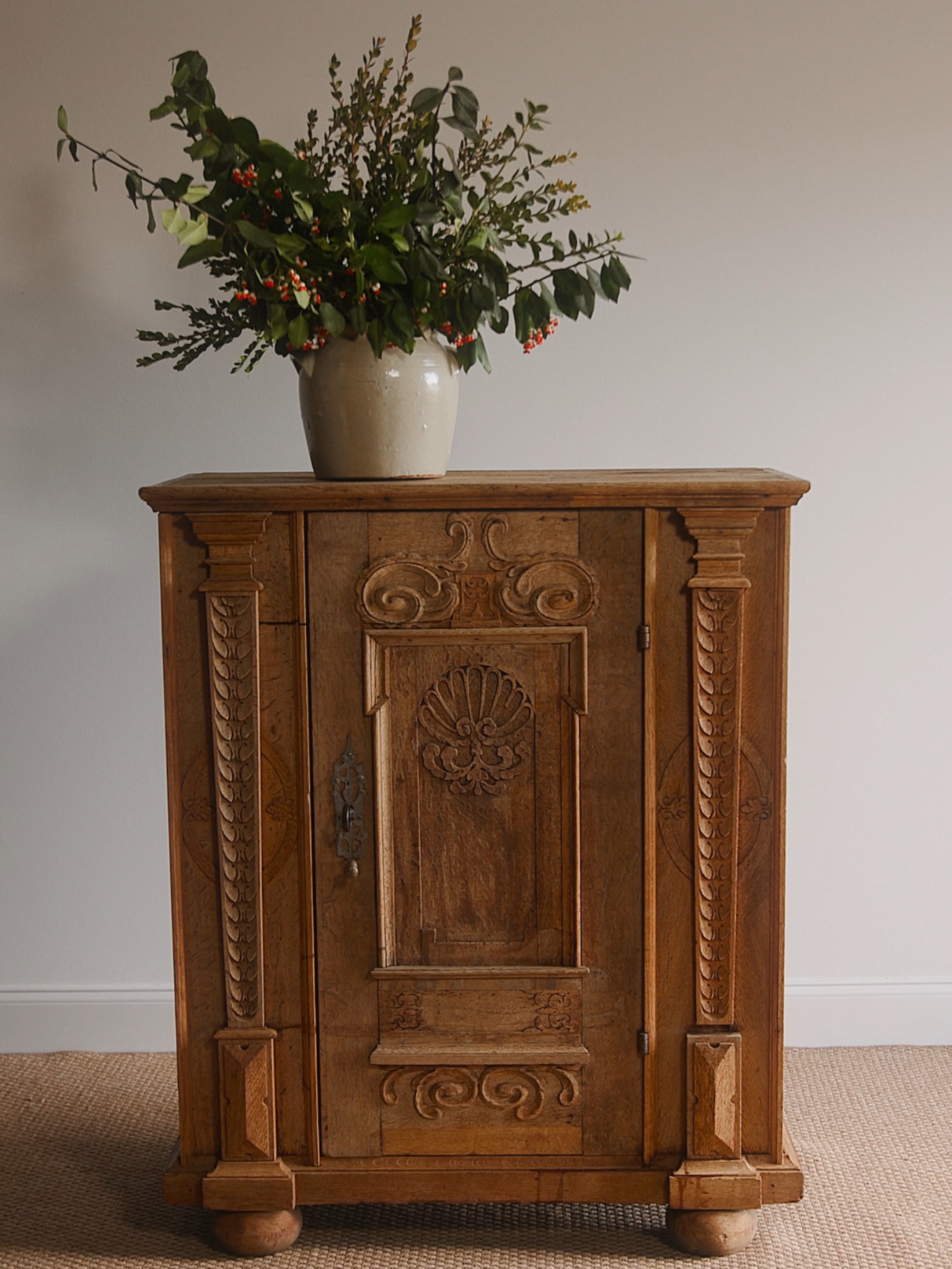 19th Century French Carved Oak Cabinet