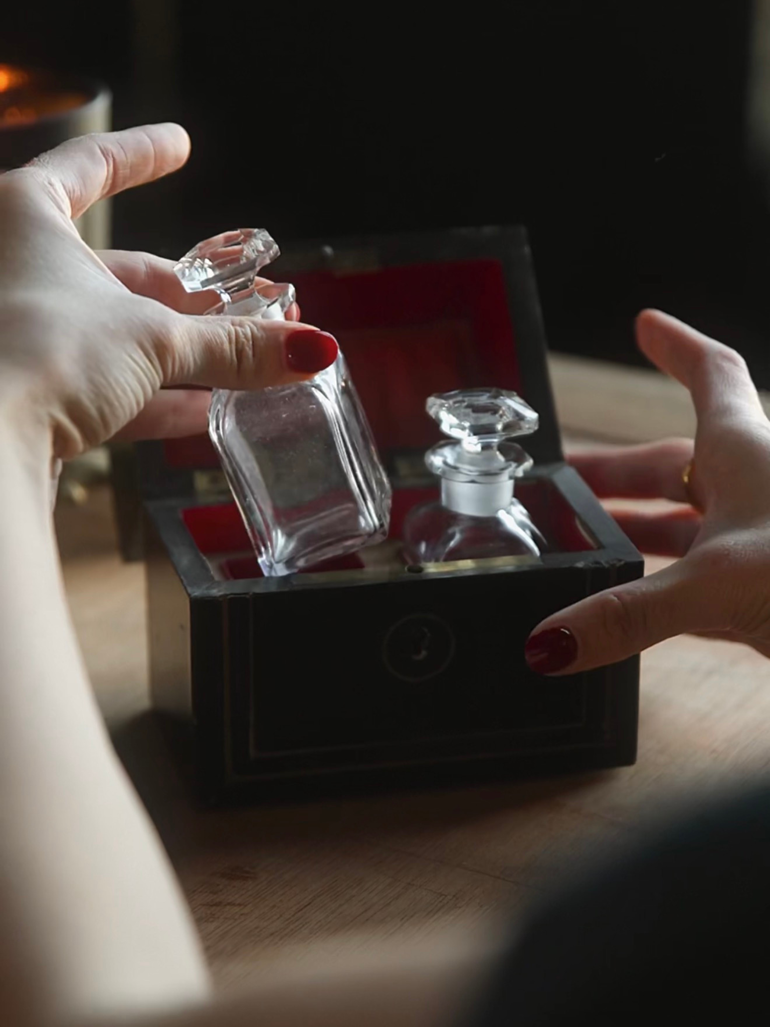 Napoleon III Scent Box with 2 Antique Bottles