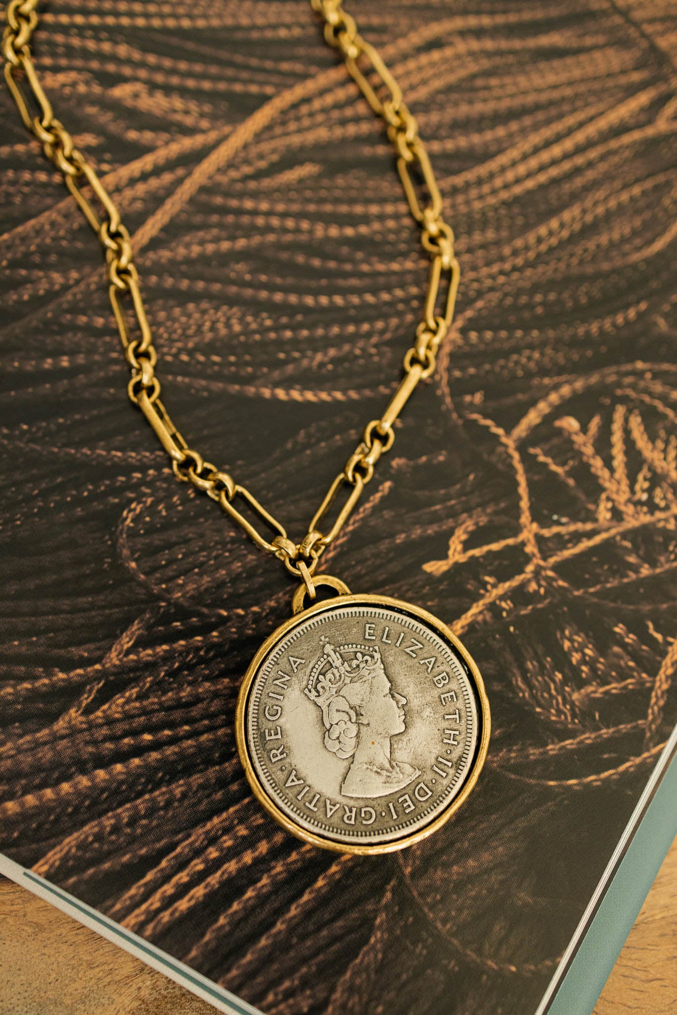Queen Elizabeth Coin Necklace - Detailed Short Chain