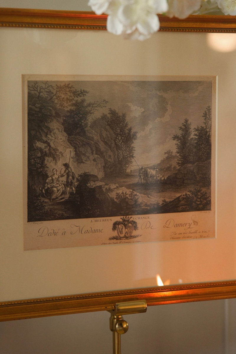 18th Century French Pastoral Engraving “L’Heureux Échange,” Dedicated to Madame de Damery