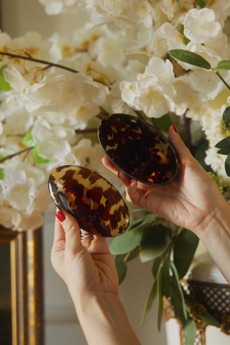 Oval Faux-Tortoiseshell Decorative Box