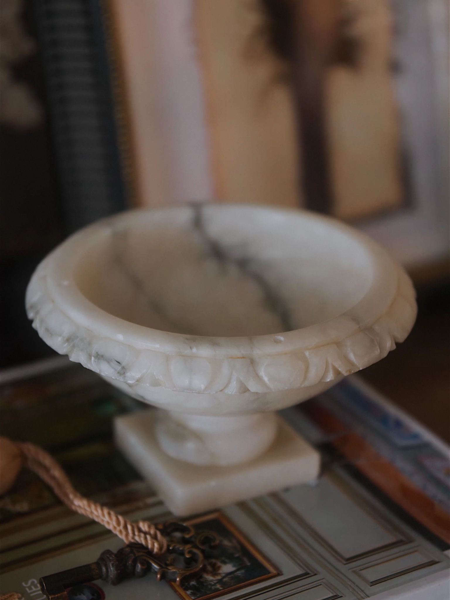 Alabaster Pedistal Birdbath Bowl