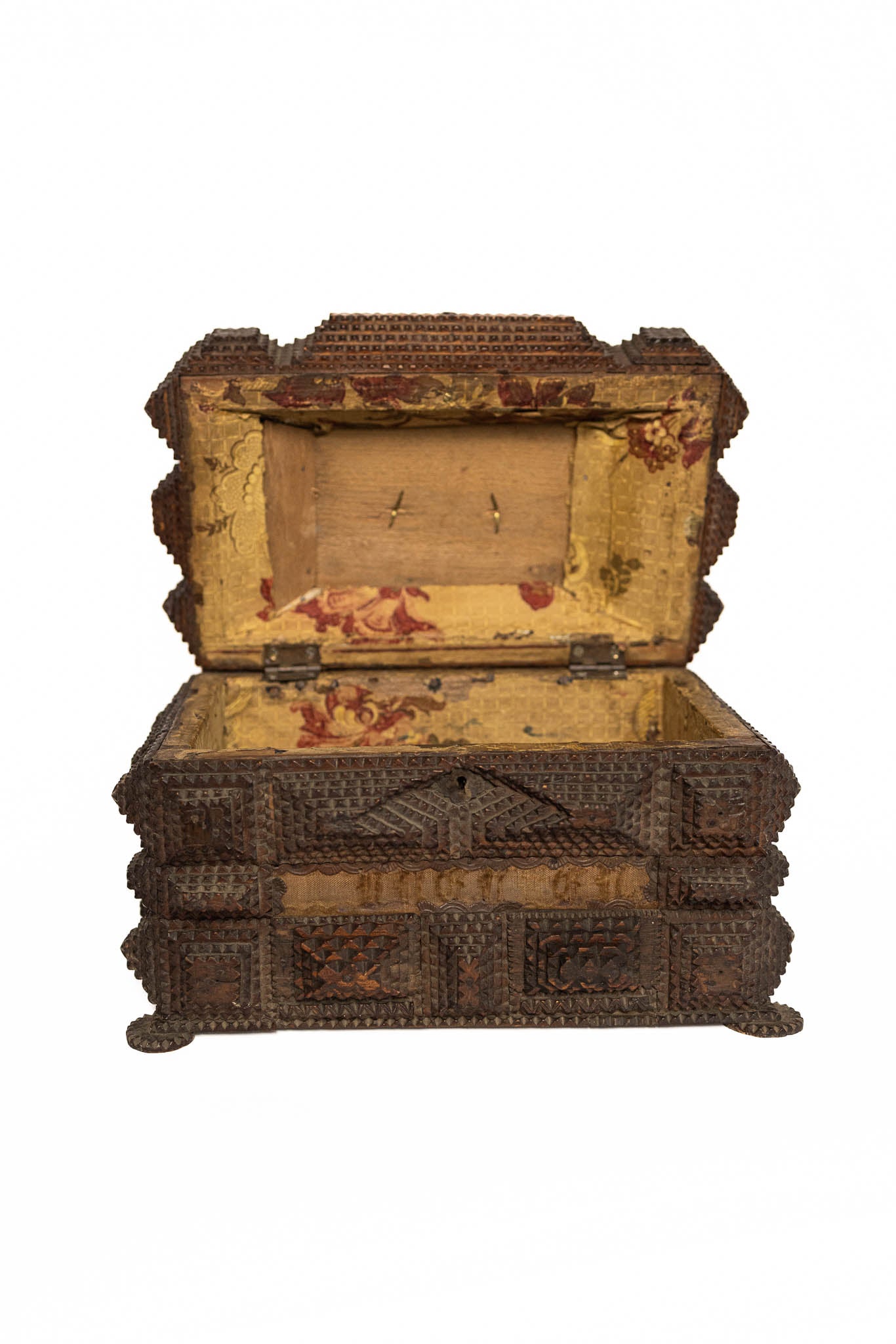 1900 Carved Tramp Art Box