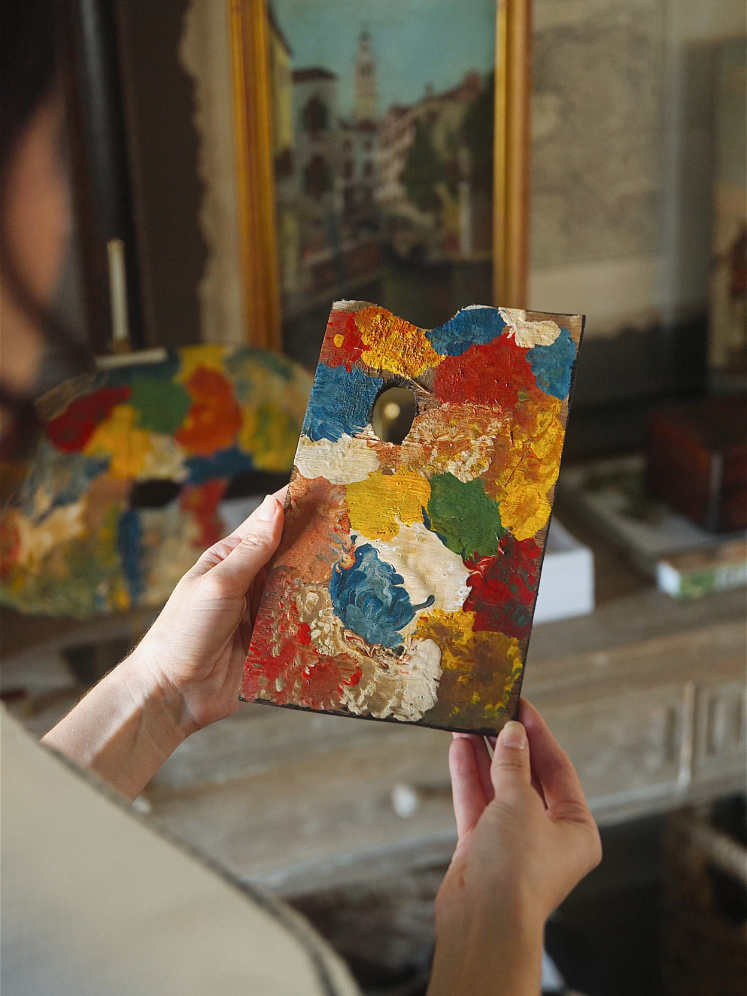 French Rectangular Artist’s Painted Palette