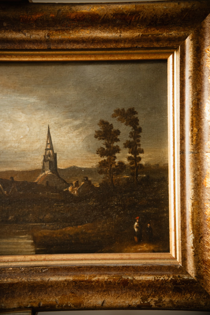19th-Century Village Landscape with Church Spire