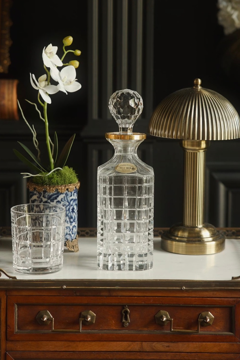 19th Century Crystal Decanter with Gilt Trim