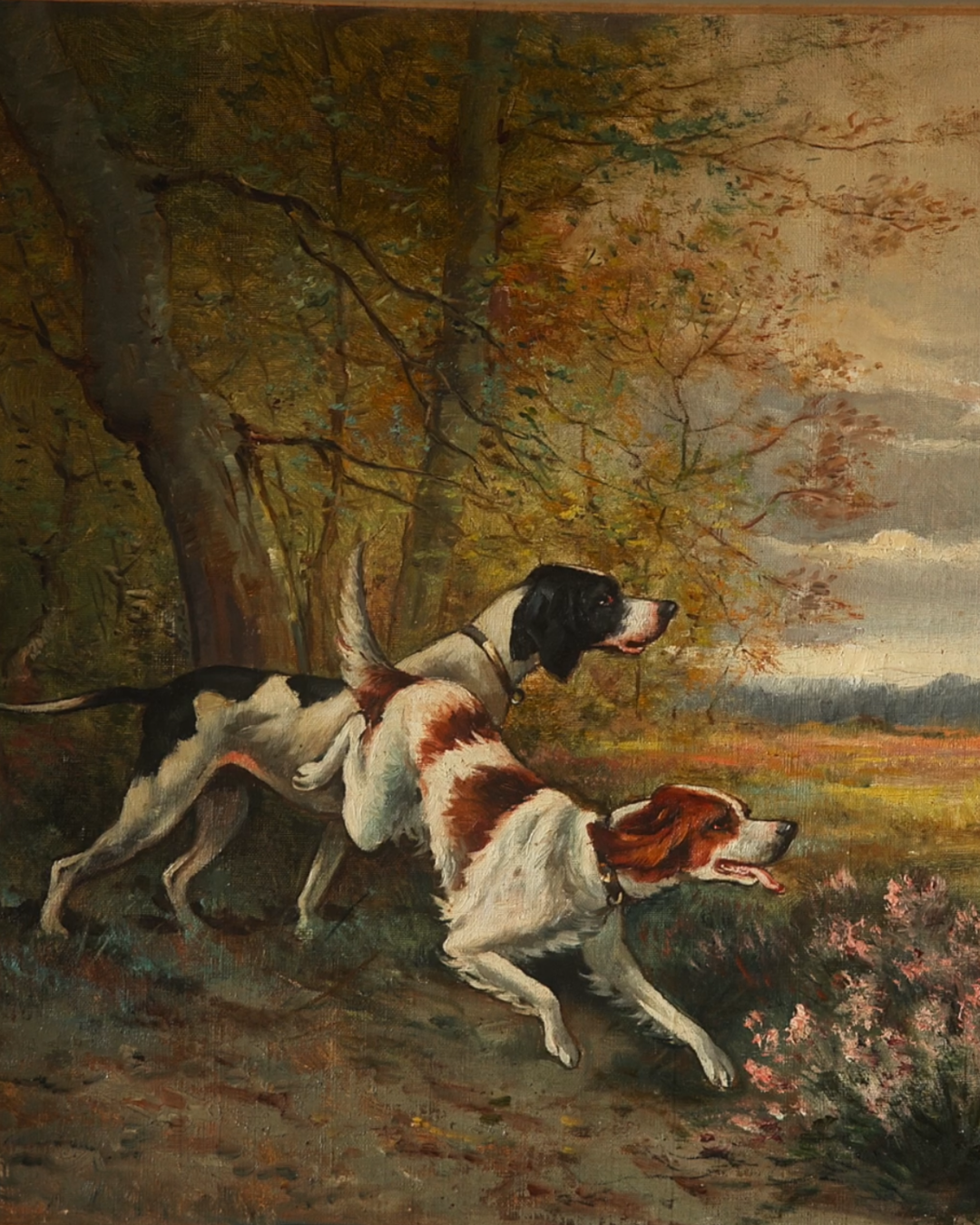 Sporting Dog Landscape Oil on Canvas — Late 19th Century, Continental Europe