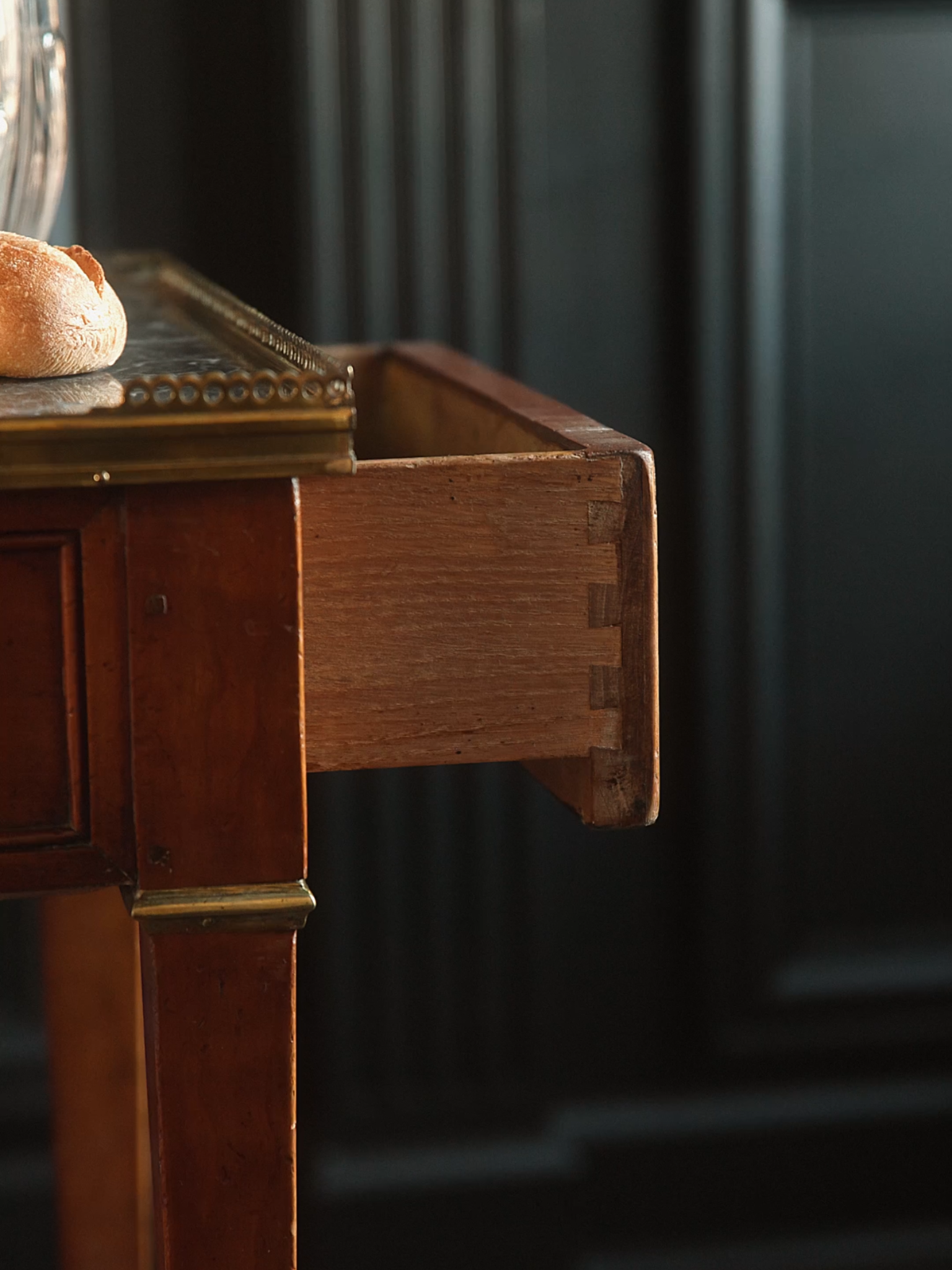 French Louis XVI Marble-Top Serving Table With Brass Gallery