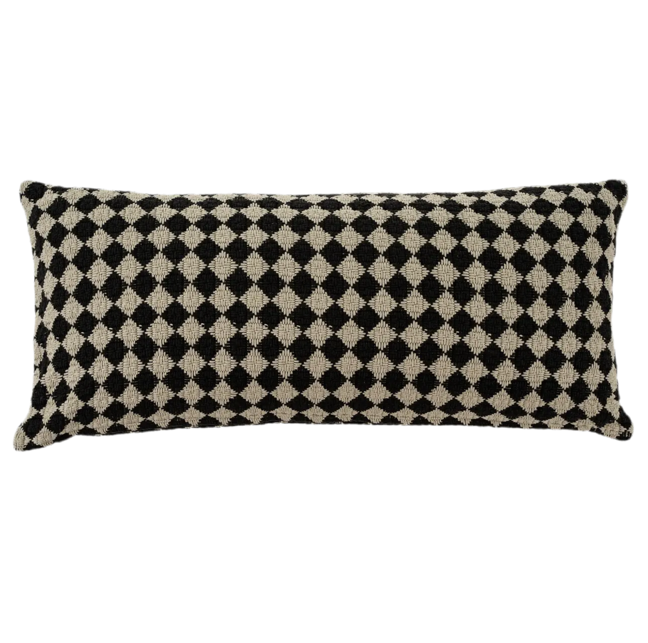 14x31 Black Checkered Down Filled Pillow