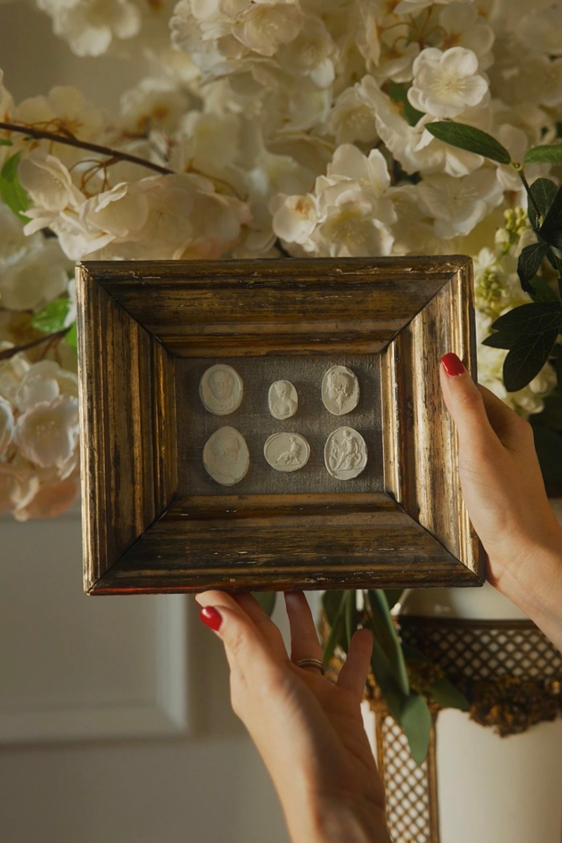 Framed Collection of Six 19th-Century Intaglio Impressions