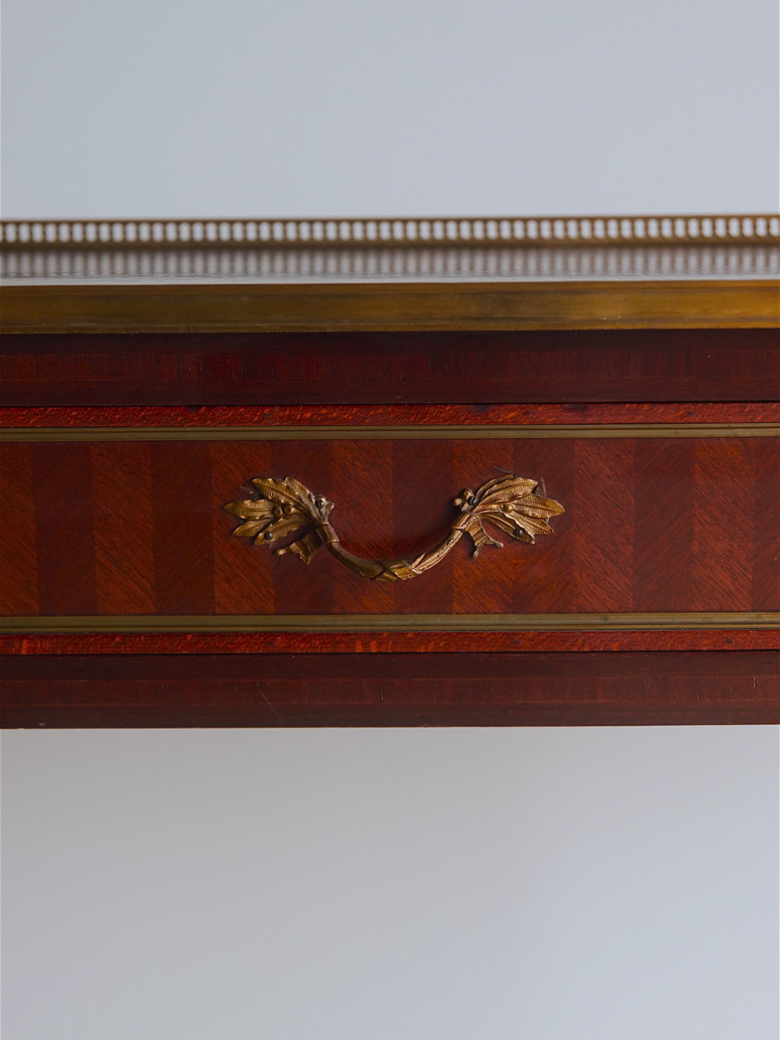 Louis XVI–Style Mahogany Console Table with Bronze Mounts & Dovetail Drawers