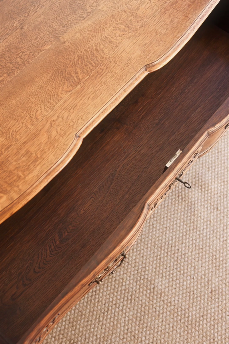 19th Century French Provincial Carved Oak Serpentine Commode