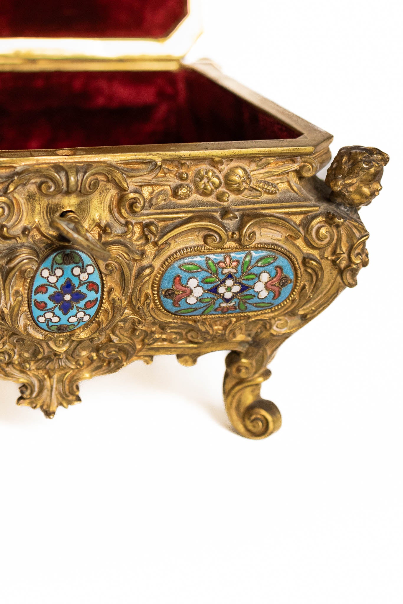 Napoleon III Gilded Bronze & Cloisonné Jewelry Casket