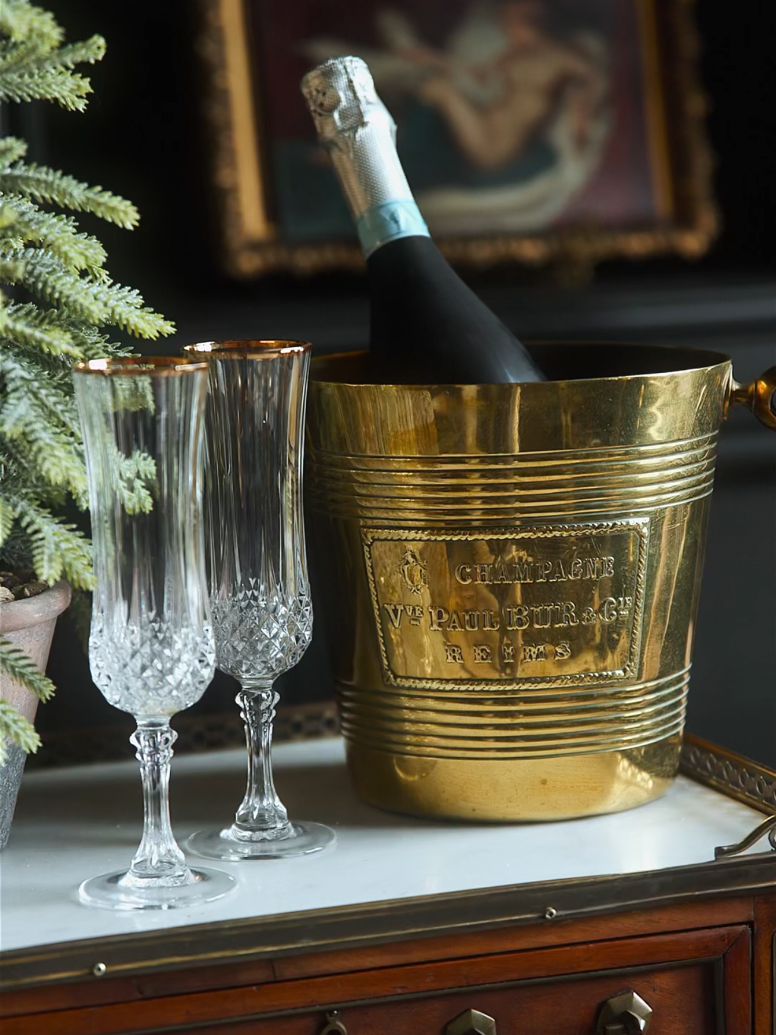 20th Century French Brass Champagne Bucket - Reims