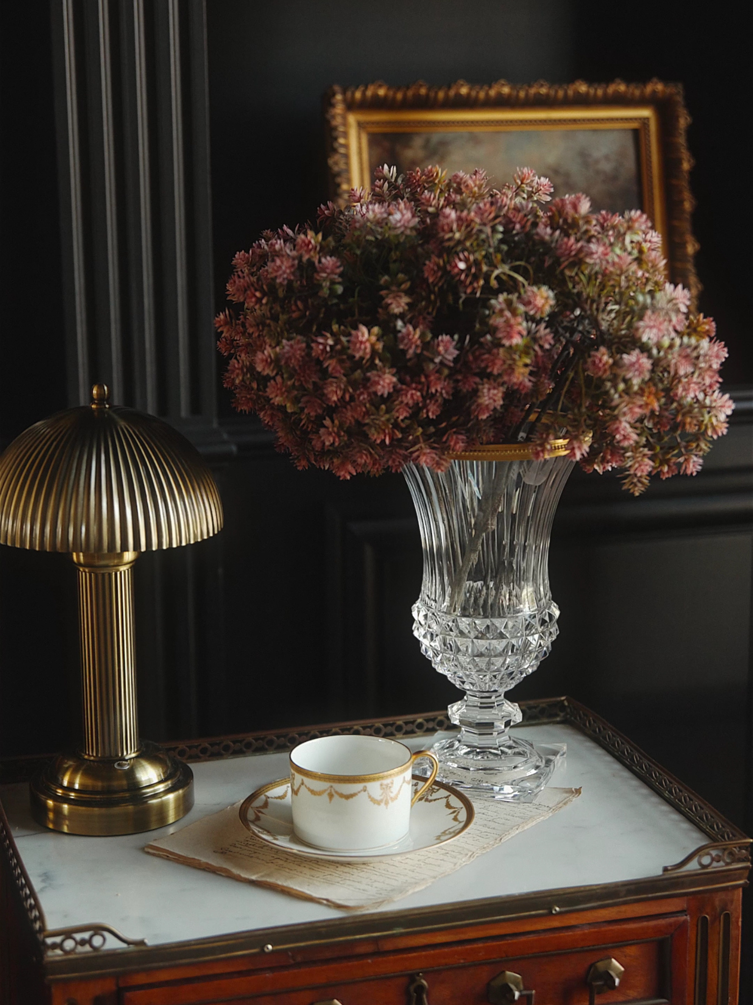 Cristal Belgium Signed Crystal Vase with Gilt Rim