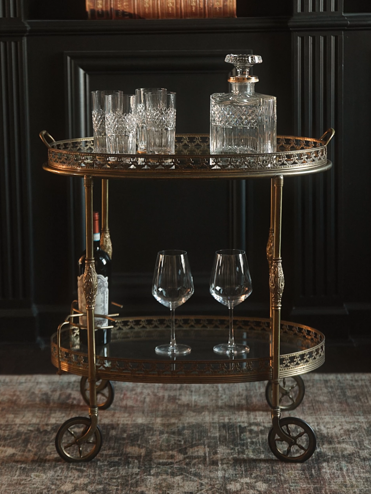 French Louis XVI Style Brass Bar Caddy