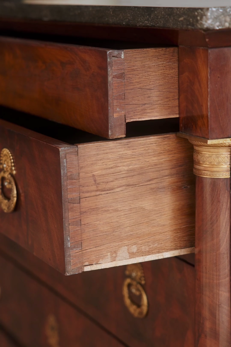 19th Century French Empire Mahogany Commode with Black Marble Top
