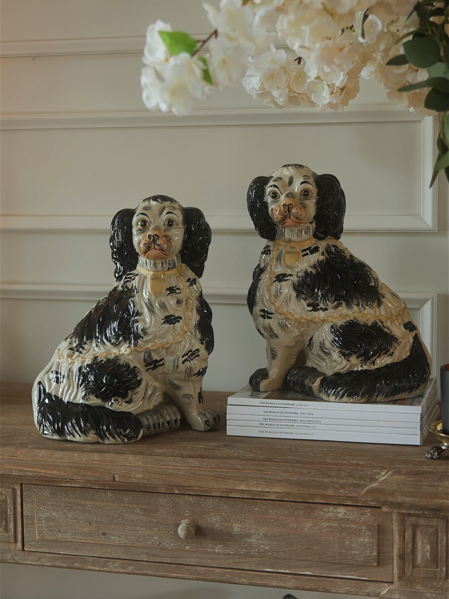 Early 20th Century English Staffordshire Style Spaniel Pair