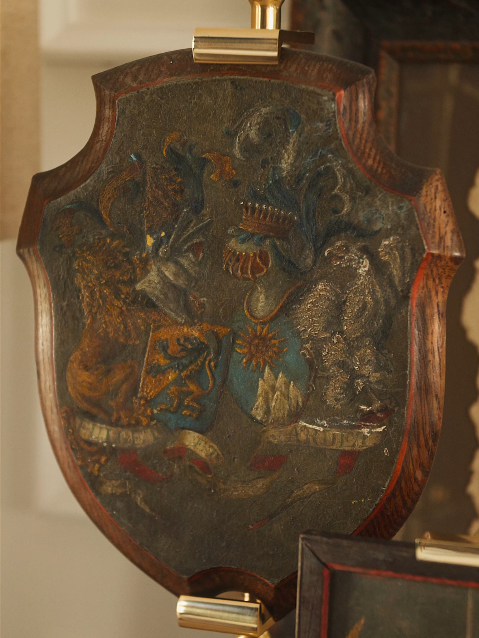 Hand Painted Heraldic Wooden Shield Plaque