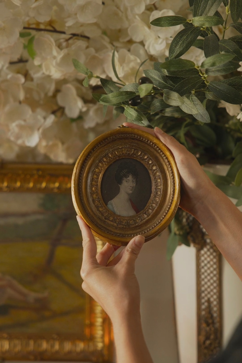 Early 19th Century Continental Portrait Miniature in Giltwood Frame