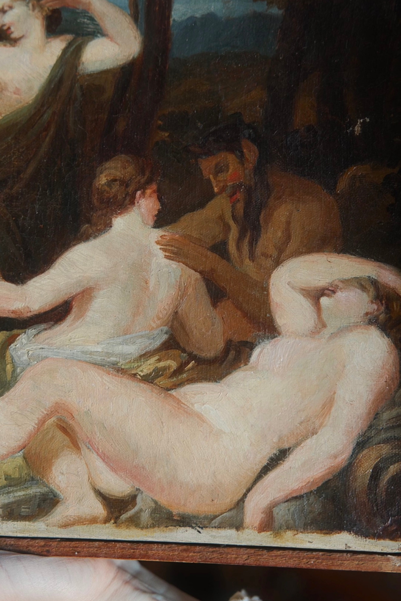 A Bacchanalian Revel | Antique Oil on Canvas After Nicolas Poussin