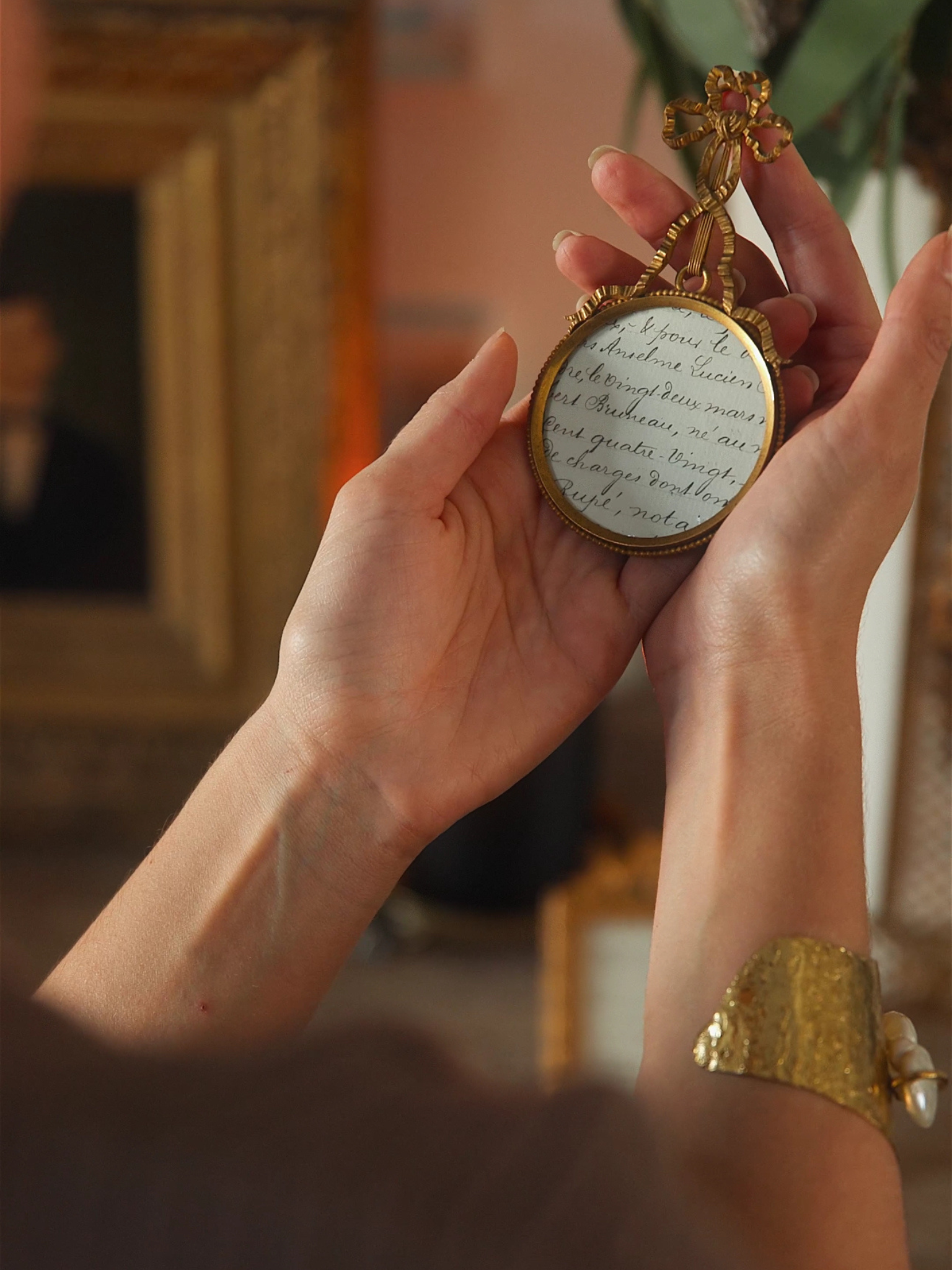 French Gilt Bronze Bow-Topped Miniature Frame – Louis XVI Revival