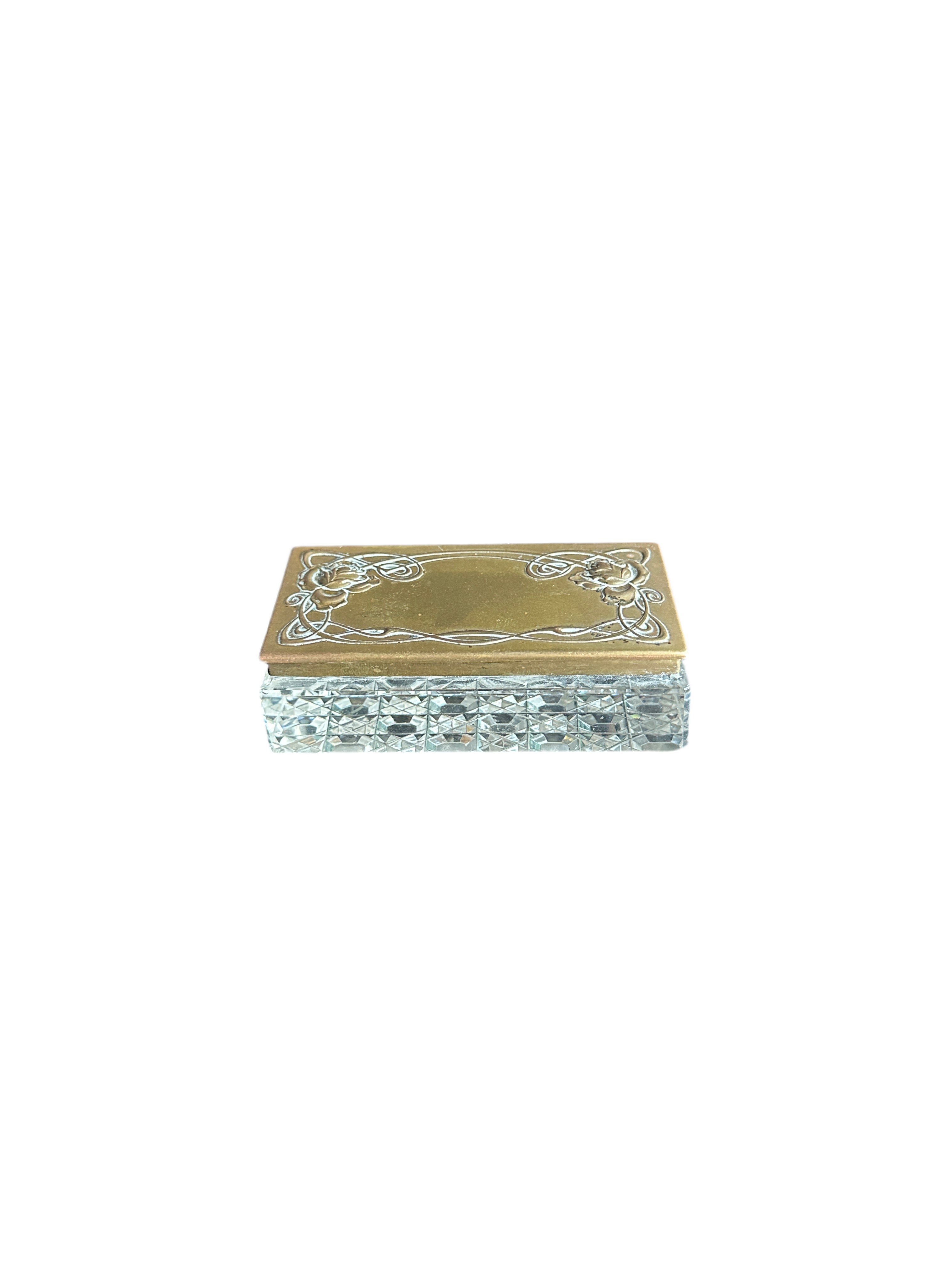 Antique Crystal and Brass Stamp Box