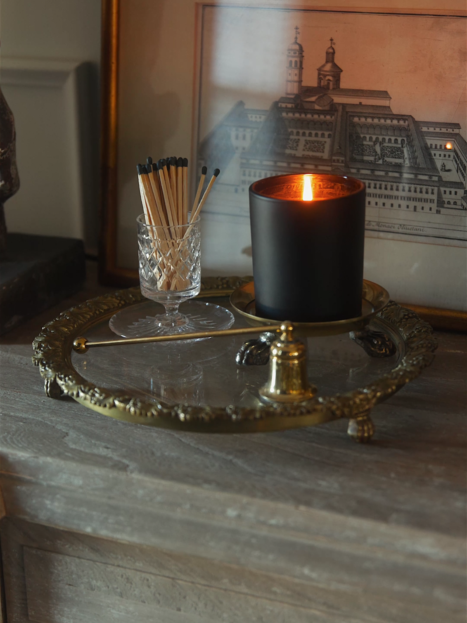 19th-Century French Ormolu Glass Plateau with Grape & Leaf Motif