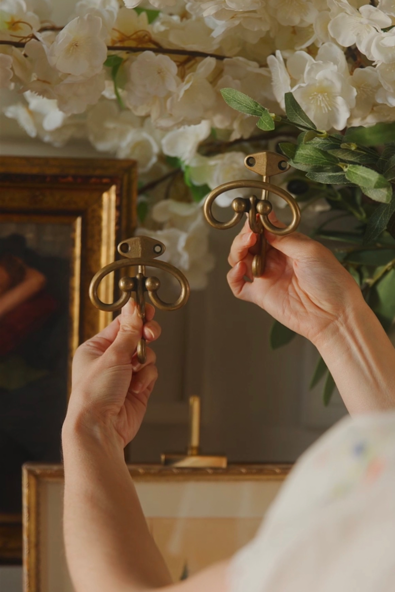 French Brass Double Wall Hooks (Pair)