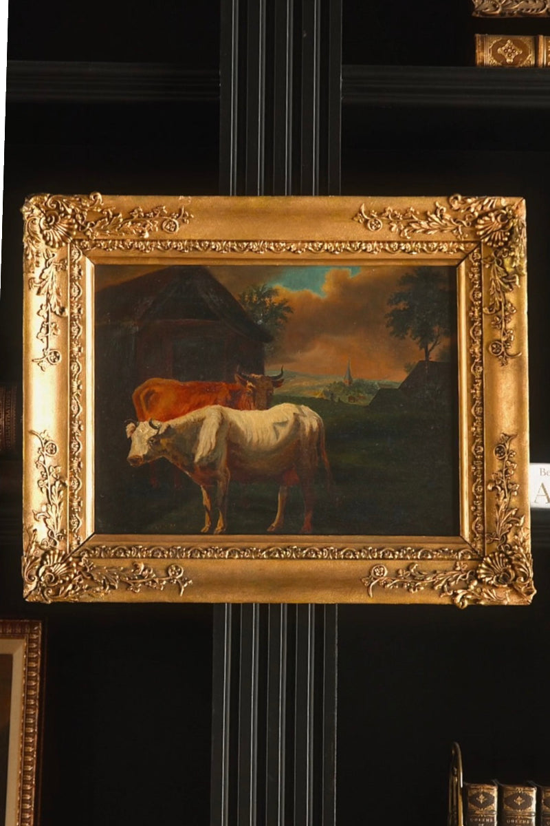 Framed Pastoral Oil on Board Painting