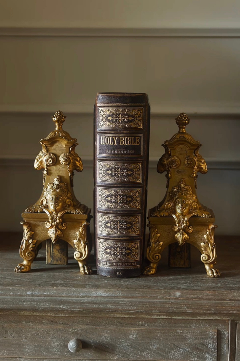19th-Century French Gilt-Metal Andirons with Ram’s Heads