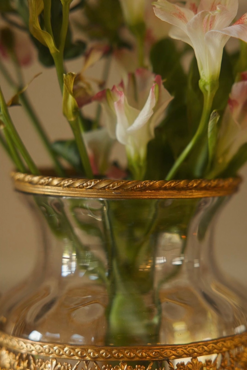 Pair of 19th C. Ormolu Caged French Gilt Handled Vases