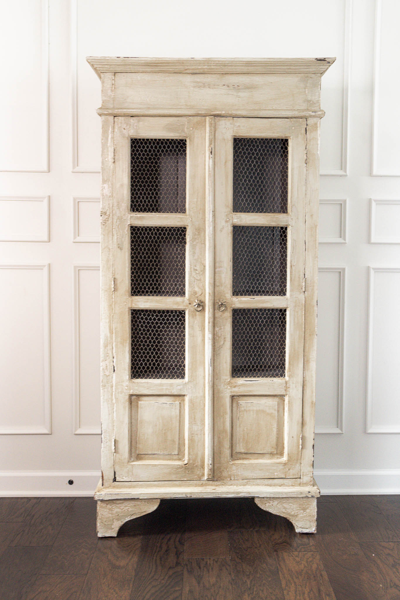 19th Century French Oak Cabinet with Wire Mesh Doors