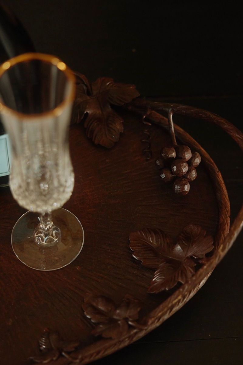 19th-Century Iron Wine Tray with Sculpted Grapevines
