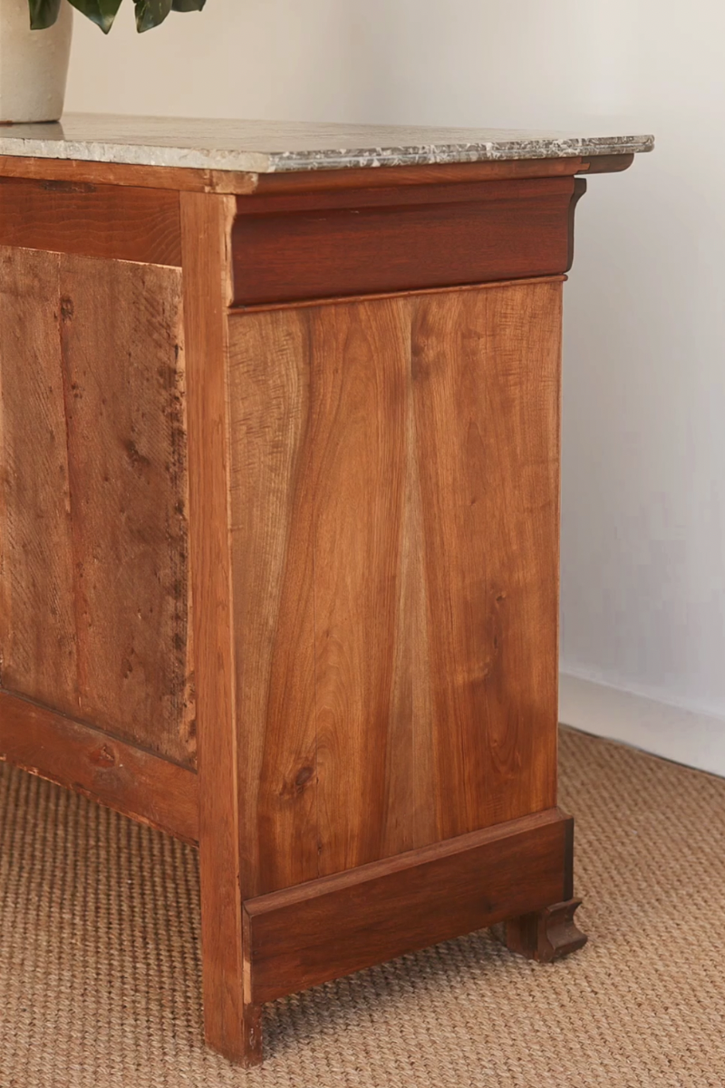 19th Century French Provincial Four-Drawer Commode with Marble Top