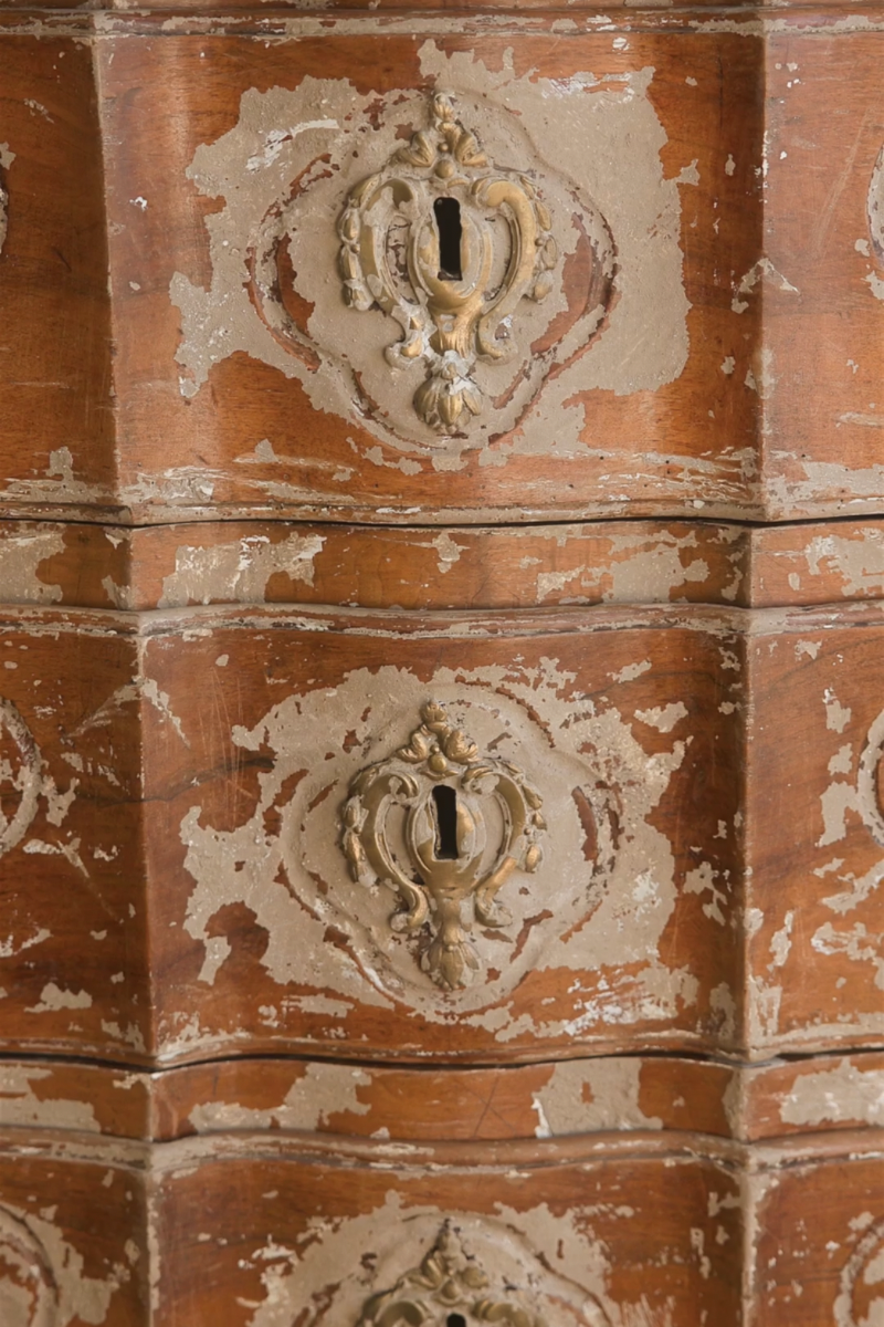 19th Century French Provincial Serpentine Commode with Original Painted Patina