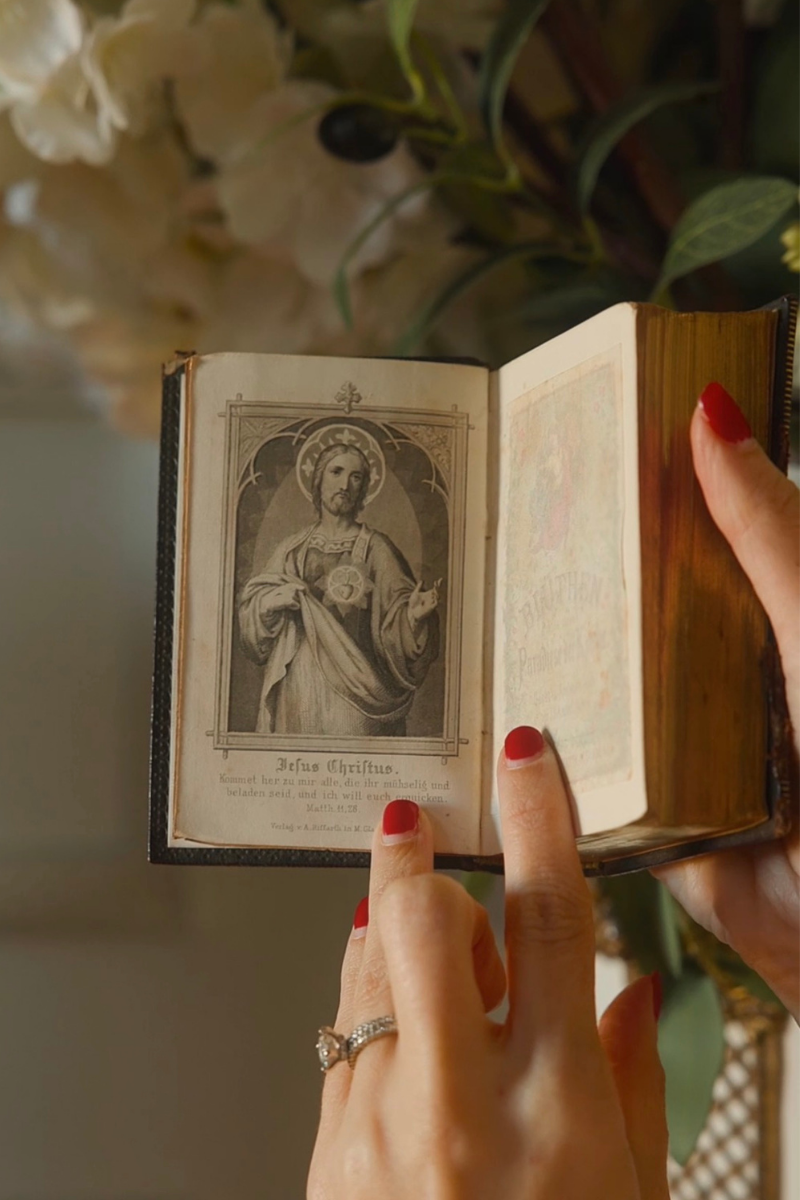 1877 German Catholic Prayer Book with Embossed Gilt Binding