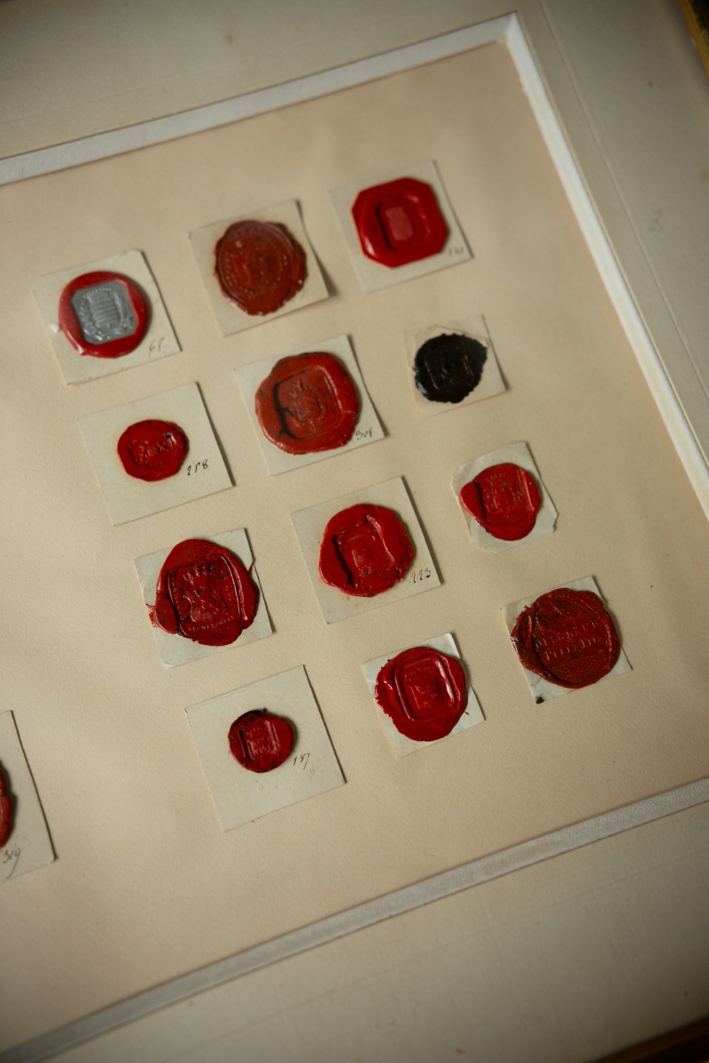 19th C. Pair of Framed Antique European Heraldic Wax Seal Collection