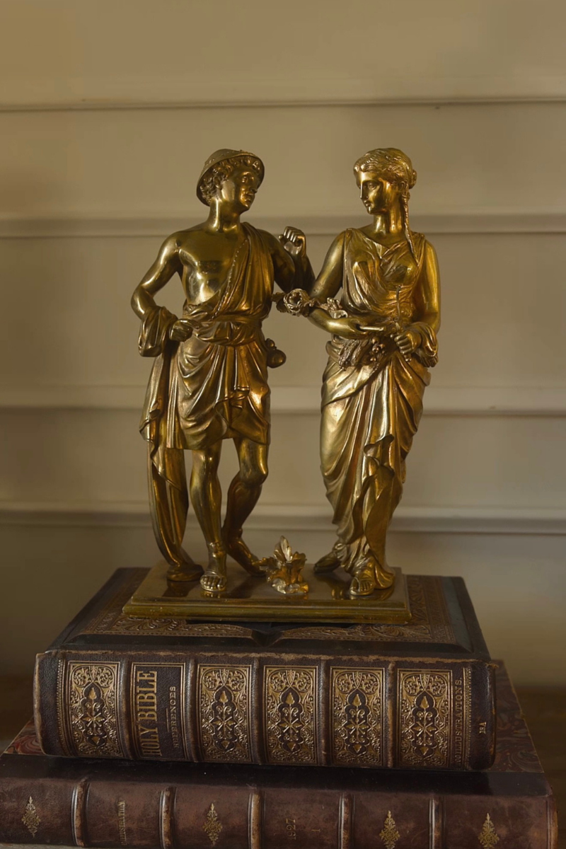 19th-Century Bronze Allegorical Group with Mercury