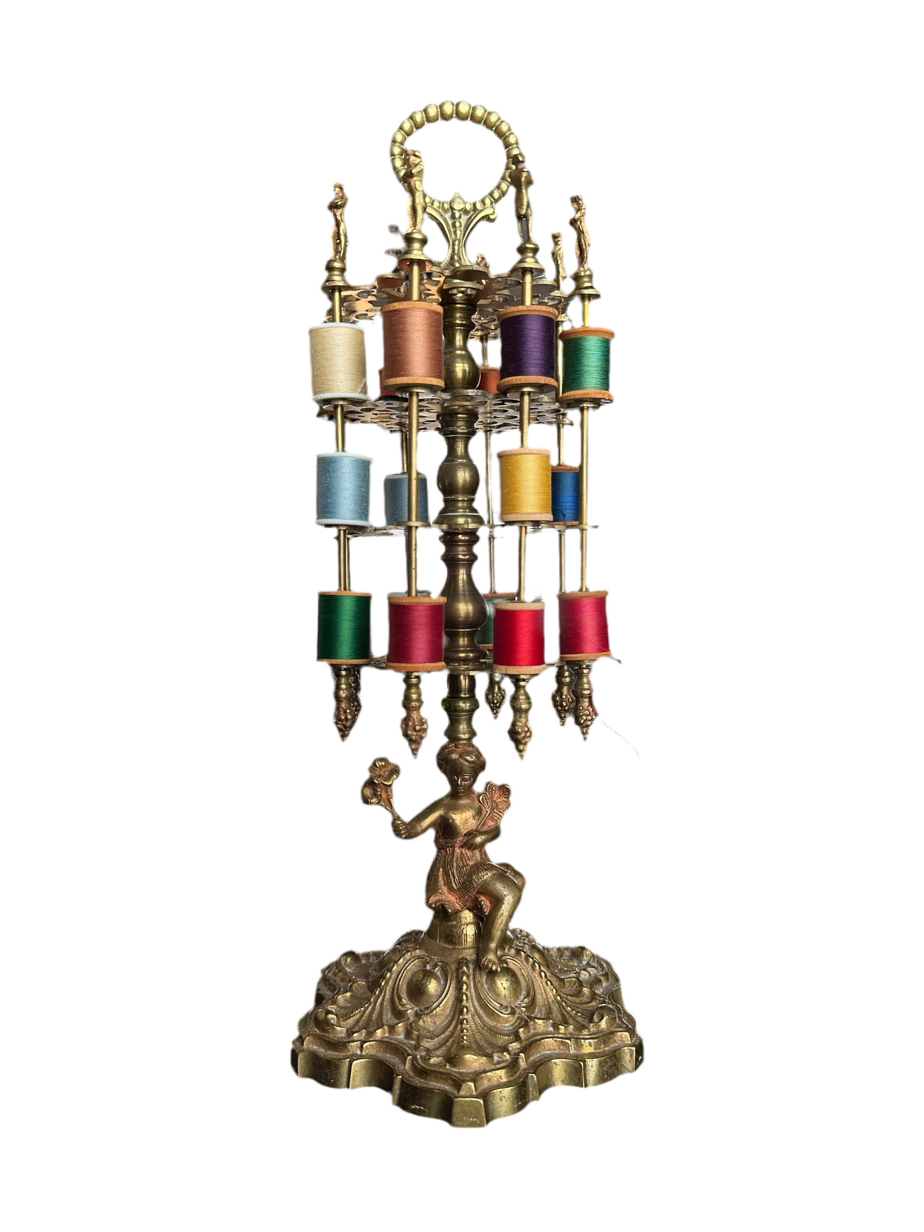 Victorian Brass Spool Holder