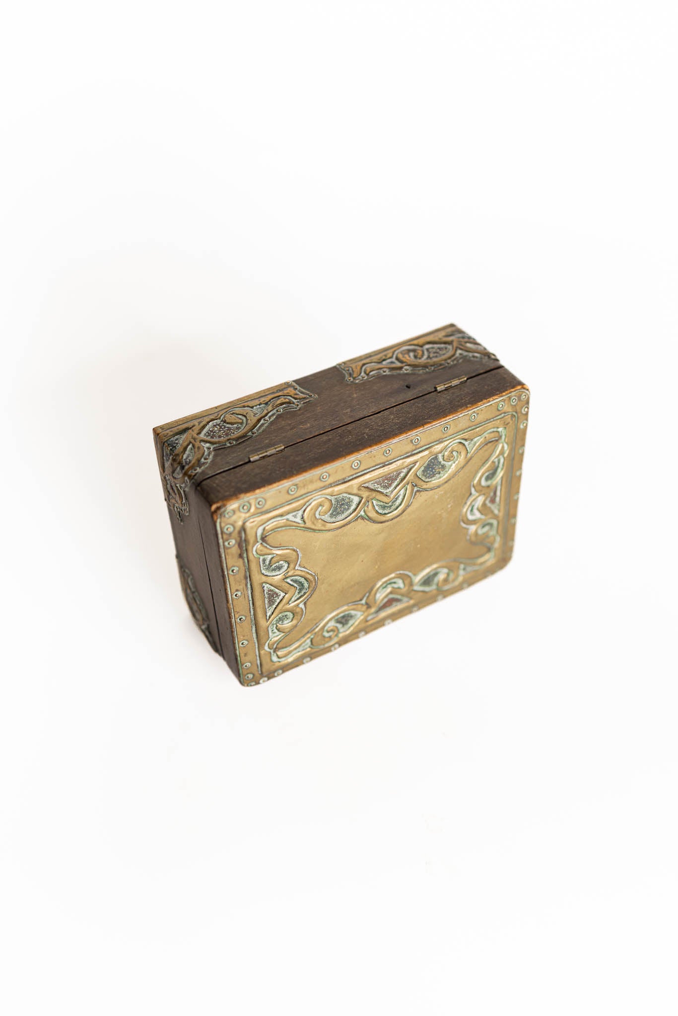 Small Wood and Brass Antique Card Box